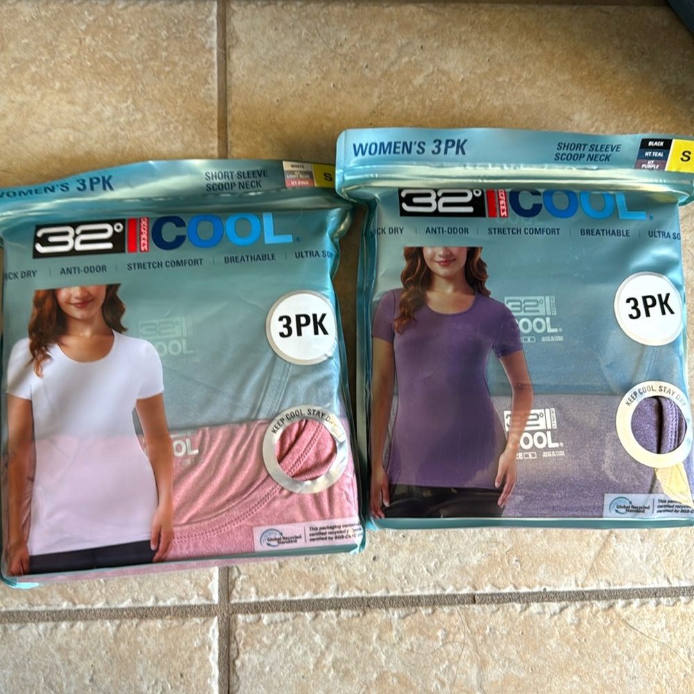 32 degrees 6 pack cool scoop neck T shirts new size LARGE vs4 -11